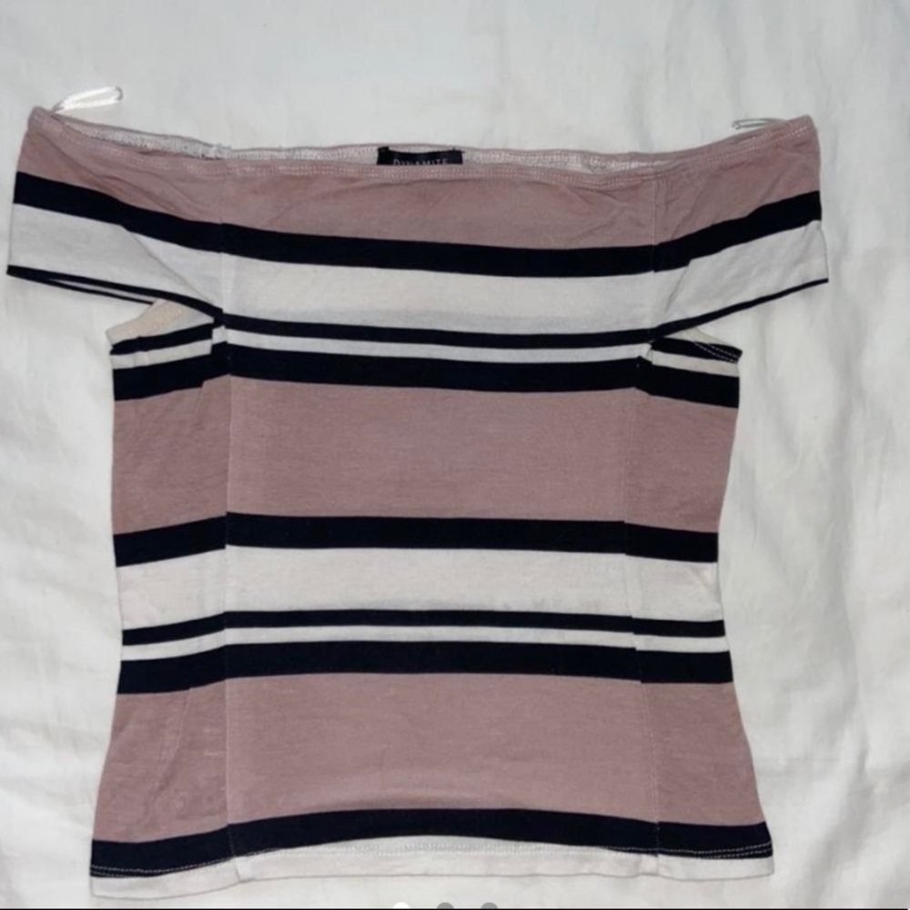 Striped off shoulder shirt